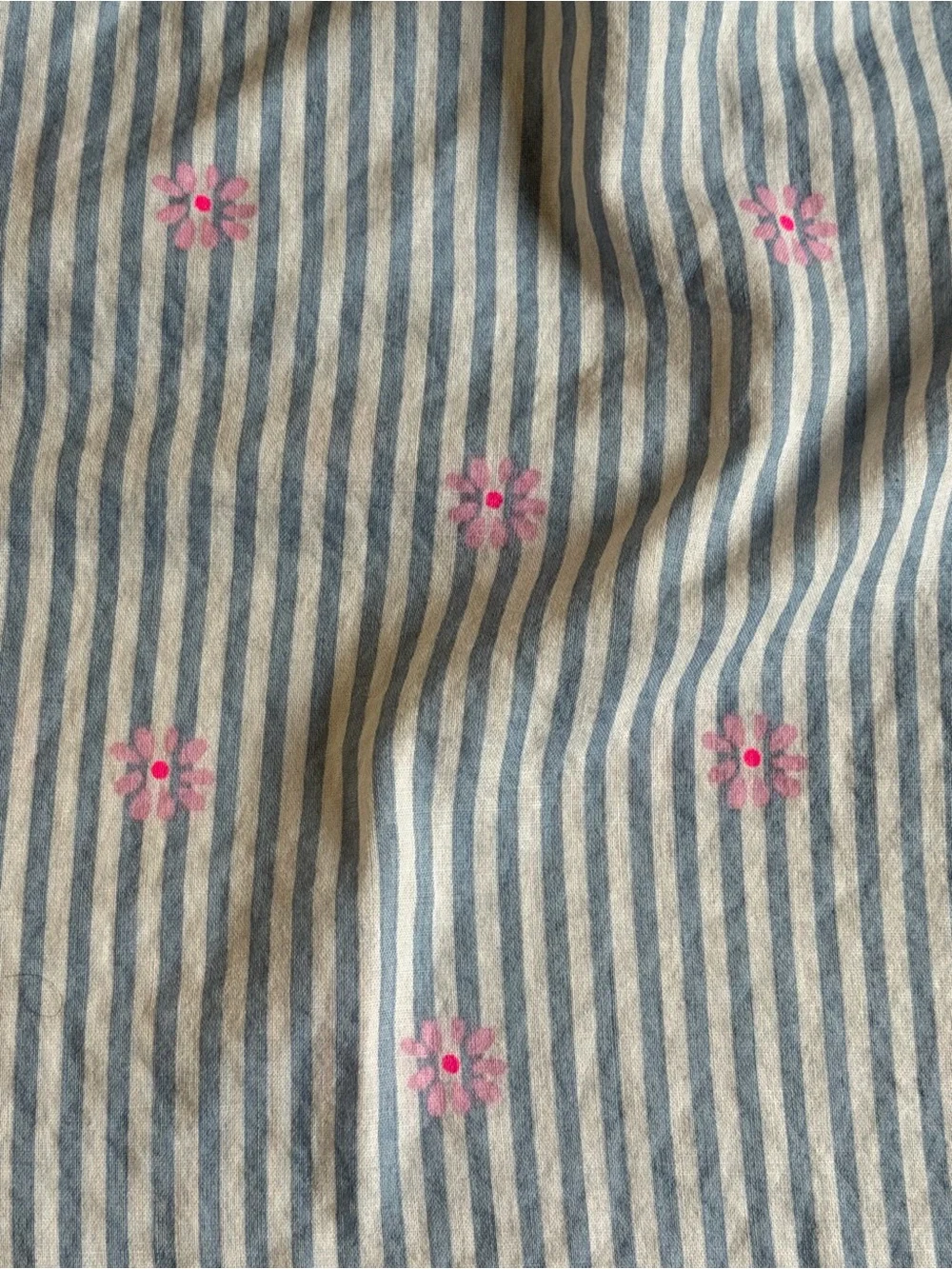 OshKosh B'gosh Blue and White Striped Top with Pink Floral Accents